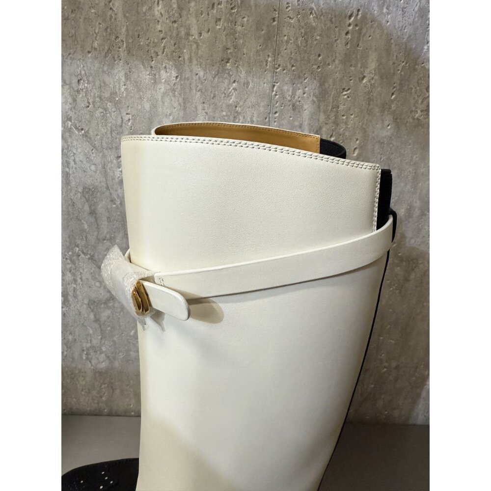 Christian Dior Womens Two-Tone Leather Tall Riding Boots Black & White Size 38.5 - Picture 10 of 15